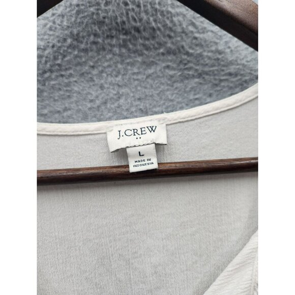 J.Crew White Beach Tunic Top With Colorful Fringe Trim & Tassel Ties L - Picture 2 of 6